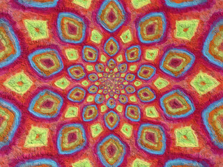 psychedelic Mandala style abstract background with rough paper texture illustration
