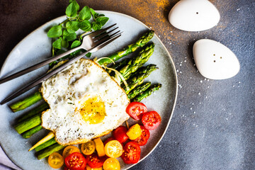Healthy food concept with asparagus
