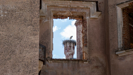 Destroyed Odzienas Castle in Latvia, Europe on a Beautiful Sunny Spring Day, Concept of Travel in Harmony on Countryside. Detail of the Ancient Castle With Tower.