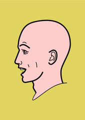 Human head, human emotions - vector illustration,linear design. Profile man. Human emotions joy, surprise