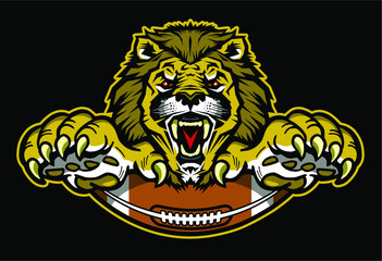 lions football team design with mascot and claws for school, college or league
