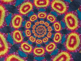 psychedelic Mandala style abstract background with rough paper texture illustration
