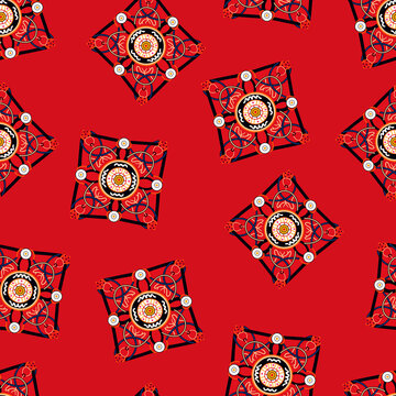 Gold Chain Belt Pattern In Red Background Pattern