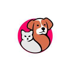 DogyCaty Logo Cartoon Character. Logo template made on Animals or 
pets theme with simple contents. Unique cartoon design for blog, 
hotel, pet shop, veterinary clinic, etc