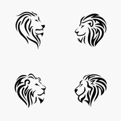 set of lion head logo vector illustration