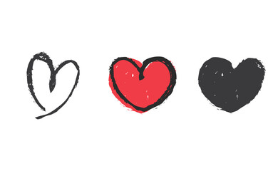 Heart doodles set. Collection of hand drawn illustrated hearts.