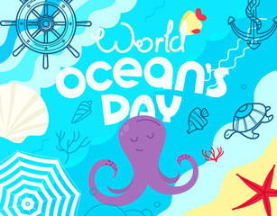 World oceans day. Sketchy style illustration