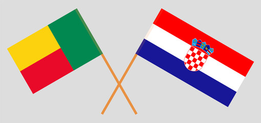 Crossed flags of Benin and Croatia