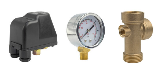 Kit for pressure regulation in pumping station. Pressure switch, manometer and multiway fitting R5....