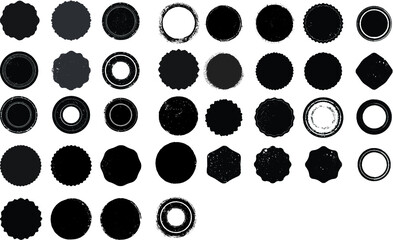 Grunge post Stamps Collection, Circles. Banners, Insignias , Logos, Icons, Labels and Badges Set . vector distress textures.blank shapes.