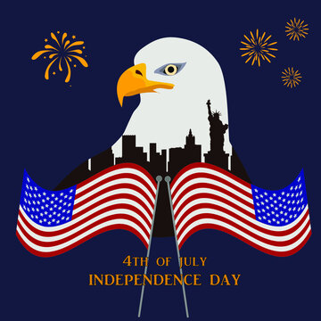 independence day America Eagle with the United States flags Vector Illustration