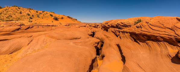 A panorama across the upper entrance to lower Antelope Canyon, Page, Arizona