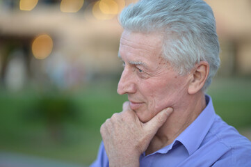 Portrait of a sad senior man thinking