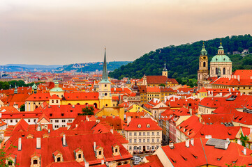 Colorful landscape of Prague (Praha), capital of the Czech Republic.