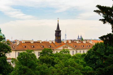 Fototapeta na wymiar Building with a clock tower in Czech Republic