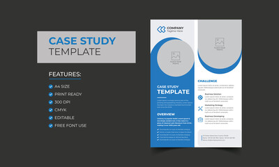 Case Study Template. Corporate Modern Business Double Side Flyer and Poster Template. Colorful booklet design.
