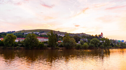Obraz premium Sunset in Prague, Czech Republic (Vltava river)