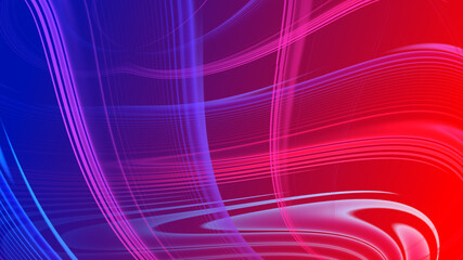 Abstract red blue gradient geometric background. ์Neon light curved lines and shape with colorful graphic design.