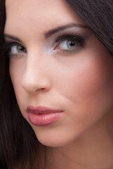 Young beautiful stylish girl posing in studio.