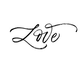 Obraz premium Hand drawn love phrase. Modern vector brush calligraphy. Ink illustration with hand-drawn lettering. 