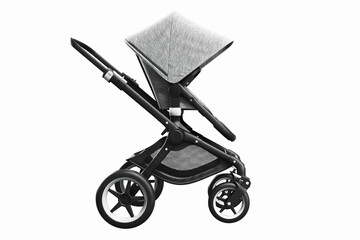 3D render of a stylish modern stroller on a white background