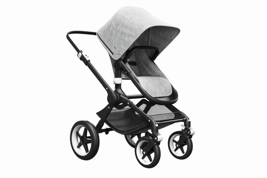 3D render of a stylish modern stroller on a white background
