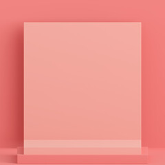Background, mock up scene geometry shape frame for product display and presentation, 3d rendering illustration peach color
