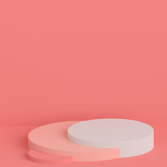 Background, mock up scene geometry shape frame for product display and presentation, 3d rendering illustration peach color