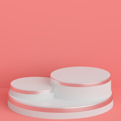 Background, mock up scene geometry shape frame for product display and presentation, 3d rendering illustration peach color