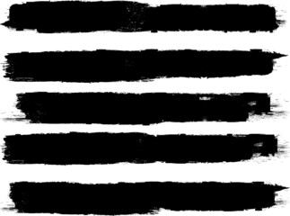 Grunge Paint Roller . Vector brush Stroke . Distressed banner . Black stripes isolated. paintbrush collection . Modern Textured shape . Dry border in Black . Bulge lines