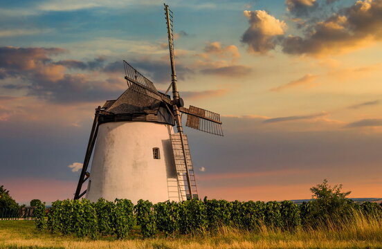Old windmill near Retz village in Austria.