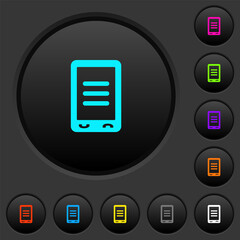 Mobile options dark push buttons with color icons