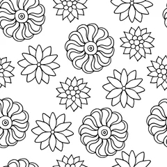 Fotobehang Seamless pattern with flowers, coloring page © Elvira