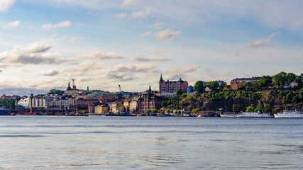 Lake Malaren and the morning landscape of Stockholm, the capital of Sweden