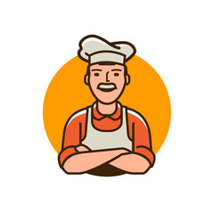 Chef in hat logo. Restaurant, cafe vector illustration