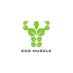 Body Muscle with leaf icon shaped vector logo design illustration