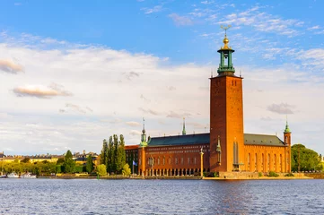 City Hall of Stockholm, seen from the south, across Riddarfjarden, Sweden