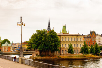 Obraz premium Beautiful colorful architecture of the center of Stockholm, Sweden