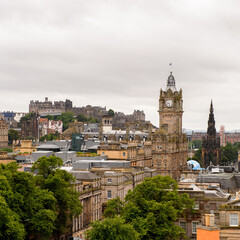 Panorama of Edinburgh, Scotland. Old Town and New Town are a UNESCO World Heritage Site