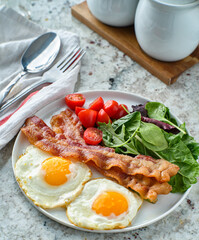 keto low carb breakfast with eggs and bacon