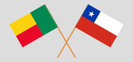 Crossed flags of Benin and Chile