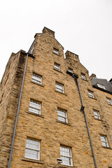 Achitecture of the Royal Mile terrace in Edinburgh, Scotland. Old Town and New Town are a UNESCO World Heritage Site