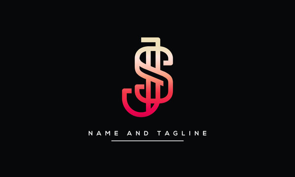 JS ,SJ ,J ,S Letter Logo Design with Creative Modern Trendy Typography