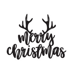 Merry Christmas. Christmas Typography Lettering. Christmas hand drawn Doodle quote lettering.