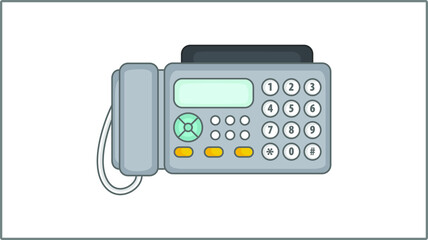 Vector Flat Fax Phone icon. Fax Illustration. Push-button Telephone Drawing.	
