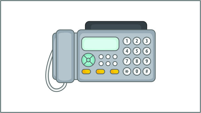 Vector Flat Fax Phone icon. Fax Illustration. Push-button Telephone Drawing.	

