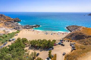 Amazing Ammoudi, Ammoudaki, Damnoni beaches in Crete island, Greece near famous resort of Plakias