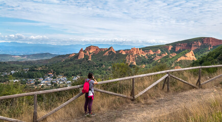 Las Medulas Roman gold mining woman traveler landscape photography, El Bierzo Leon Spain
