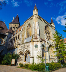 Fototapeta na wymiar It's Vajdahunyad Castle (Vajdahunyad vára), a castle in the City Park of Budapest, Hungary.