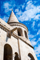 It's Matthias Church, a church located in Budapest, Hungary, in front of the Fisherman's Bastion at...